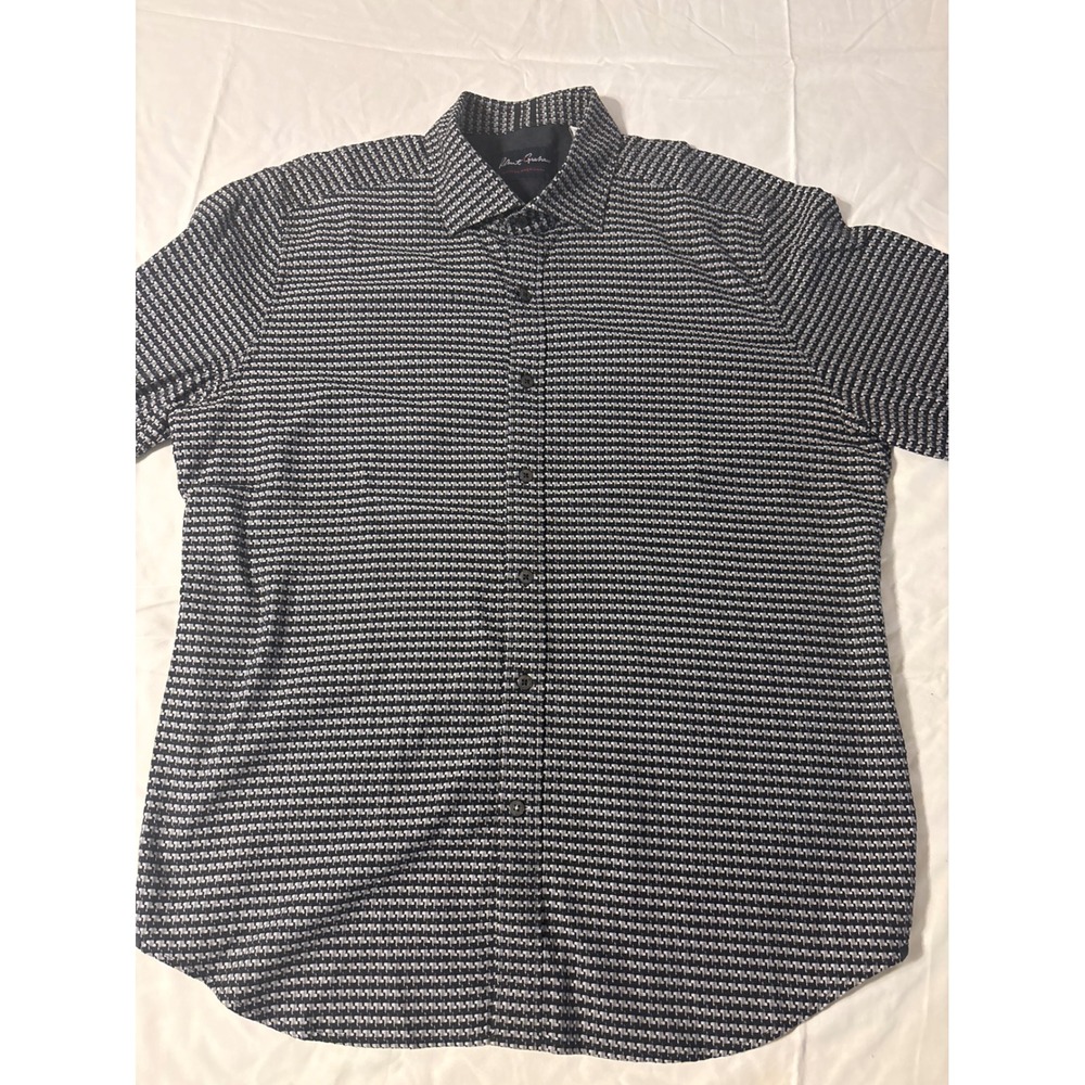 Robert Graham Button Down Shirt Men 2XL Black White Tailored‎ Fit Geometric